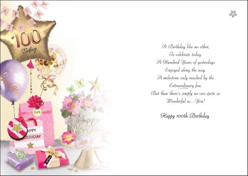 Jonny Javelin Age 100 Birthday Card - 100th Birthday Floral Cake Balloons 9x6.25 Jonny Javelin Age 100 Birthday Card - 100th Birthday Floral Cake Balloons 9x6.25