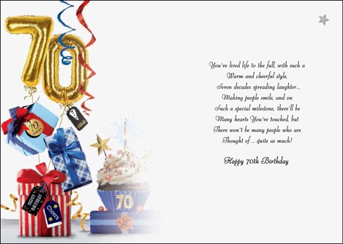 Jonny Javelin 70th Birthday Card - Age 70 Cupcake Presents Silver Foil 9x6.25 Jonny Javelin 70th Birthday Card - Age 70 Cupcake Presents Silver Foil 9x6.25