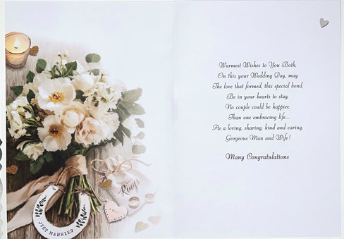 Jonny Javelin Wedding Day Card - Tied Flowers Horseshoe Rings & Foil 9x6.25" Jonny Javelin Wedding Day Card - Tied Flowers Horseshoe Rings & Foil 9x6.25"