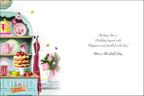 Jonny Javelin Female Birthday Card - Strawberry Cake on Dresser Foil 7.75x5.25" Jonny Javelin Female Birthday Card - Strawberry Cake on Dresser Foil 7.75x5.25"