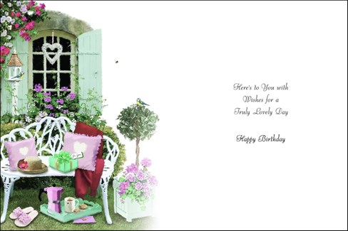 Jonny Javelin Floral Birthday Card - Garden Bench Birds & Silver Foil 7.25x5.5" Jonny Javelin Floral Birthday Card - Garden Bench Birds & Silver Foil 7.25x5.5"
