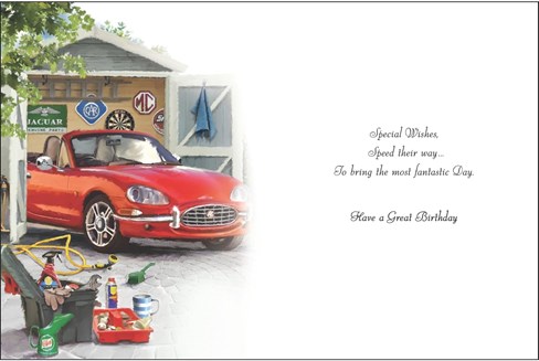Jonny Javelin Open Male Birthday Card - Red Classic Sports Car & Foil 7.25x5.5" Jonny Javelin Open Male Birthday Card - Red Classic Sports Car & Foil 7.25x5.5"