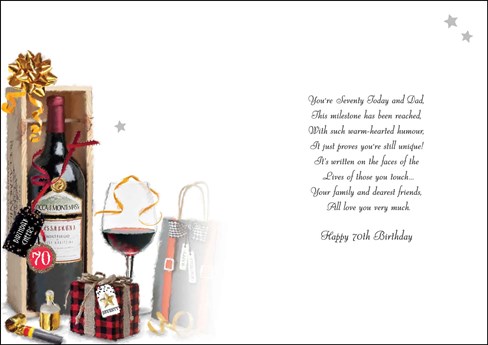 Jonny Javelin Dad 70th Birthday Card - Red Wine with Silver Foil 9x6.25" Jonny Javelin Dad 70th Birthday Card - Red Wine with Silver Foil 9x6.25"