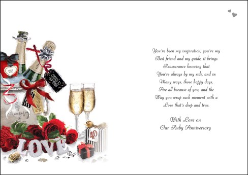 Husband Ruby 40th Wedding Anniversary Card - Champagne Bucket 9x6.25" Husband Ruby 40th Wedding Anniversary Card - Champagne Bucket 9x6.25"