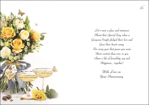 Jonny Javelin Daughter & Son-in-Law Anniversary Card - Roses & Glasses 9 x 6.25" Jonny Javelin Daughter & Son-in-Law Anniversary Card - Roses & Glasses 9 x 6.25"