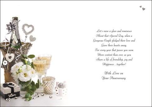 Jonny Javelin Son & Daughter-in-Law Anniversary Card - Champagne & Roses 9x6.25" Jonny Javelin Son & Daughter-in-Law Anniversary Card - Champagne & Roses 9x6.25"