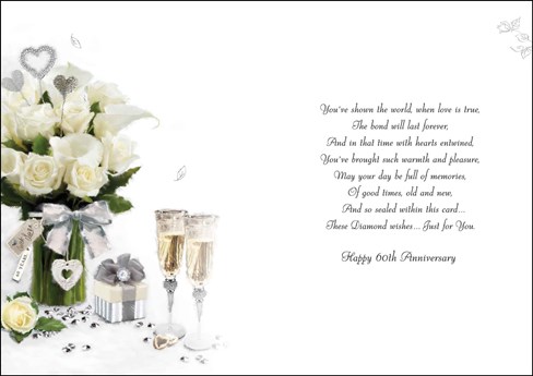 Jonny Javelin Diamond 60th Wedding Anniversary Card - Champagne Roses 9x6.25" Jonny Javelin Diamond 60th Wedding Anniversary Card - Champagne Roses 9x6.25"