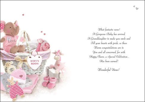 Jonny Javelin New Baby Granddaughter Greetings Card - Pink Toys Basket 9"x6.25" Jonny Javelin New Baby Granddaughter Greetings Card - Pink Toys Basket 9"x6.25"