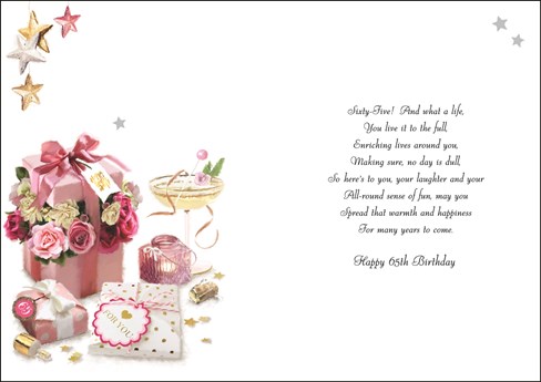 Jonny Javelin 65th Birthday Card - Flowers in Pink Box and Silver Foil 9"x6.25" Jonny Javelin 65th Birthday Card - Flowers in Pink Box and Silver Foil 9"x6.25"