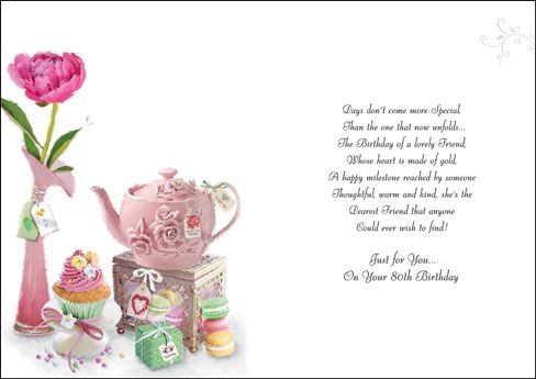 Jonny Javelin Special Friend 80th Birthday Card - Pink Teapot Flower Cake 9x6.25 Jonny Javelin Special Friend 80th Birthday Card - Pink Teapot Flower Cake 9x6.25