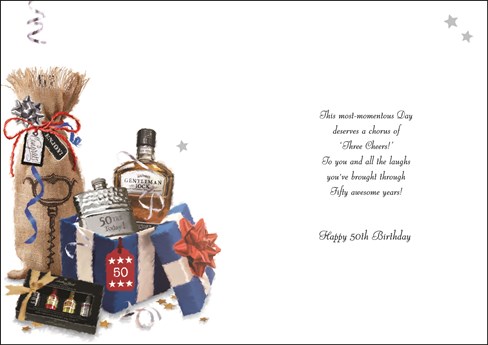 Jonny Javelin 50th Birthday Card - Age 50 Hip Flask Whisky Silver Foil 9"x6.25" Jonny Javelin 50th Birthday Card - Age 50 Hip Flask Whisky Silver Foil 9"x6.25"
