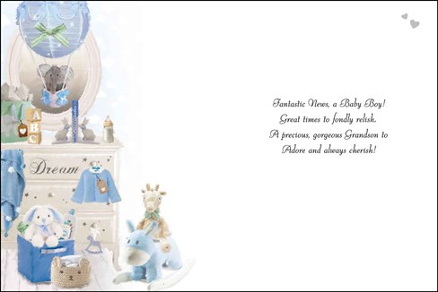 Jonny Javelin New Baby Grandson Greetings Card - Dresser & Blue Toys 7.25x5.5" Jonny Javelin New Baby Grandson Greetings Card - Dresser & Blue Toys 7.25x5.5"
