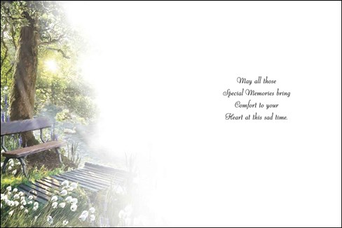 Jonny Javelin Loss of Husband Sympathy Card - Bench Under Tree by River 7.25x5.5 Jonny Javelin Loss of Husband Sympathy Card - Bench Under Tree by River 7.25x5.5