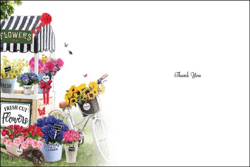 Jonny Javelin Thank You Card Flower Cart with Glitter & Foil 7.25x5.5" Jonny Javelin Thank You Card Flower Cart with Glitter & Foil 7.25x5.5"
