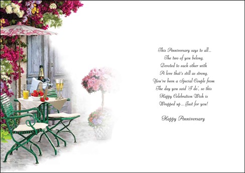 Jonny Javelin Sister & Brother-in-Law Anniversary Card - Patio Table 9x6.25" Jonny Javelin Sister & Brother-in-Law Anniversary Card - Patio Table 9x6.25"
