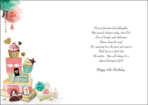 Jonny Javelin Granddaughter 16th Birthday Card Cupcakes Glitter Silver Foil 9x6" Jonny Javelin Granddaughter 16th Birthday Card Cupcakes Glitter Silver Foil 9x6"