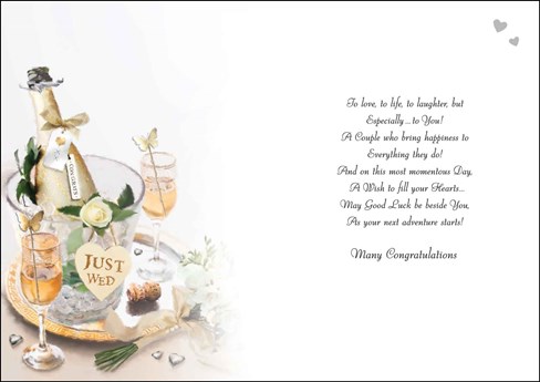 Jonny Javelin Wedding Day Card - Champagne & Glasses with Glitter & Foil 9x6.25" Jonny Javelin Wedding Day Card - Champagne & Glasses with Glitter & Foil 9x6.25"