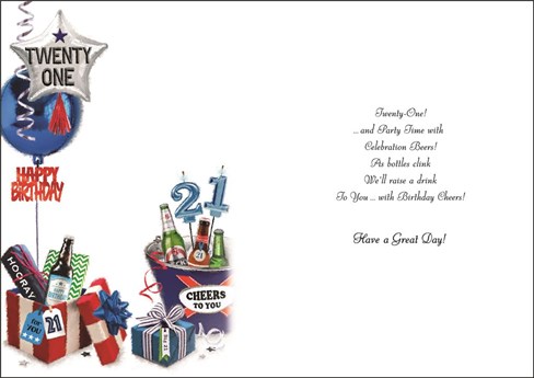 Jonny Javelin 21st Birthday Card - Age 21 Beers Balloons Silver Foil 9"x6.25" Jonny Javelin 21st Birthday Card - Age 21 Beers Balloons Silver Foil 9"x6.25"