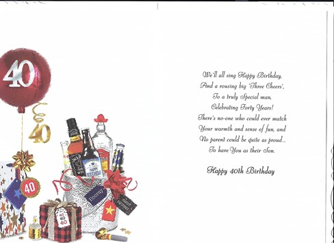 Jonny Javelin Son 40th Birthday Card - Ice Bucket and Balloon Silver Foil 9x6.25 Jonny Javelin Son 40th Birthday Card - Ice Bucket and Balloon Silver Foil 9x6.25