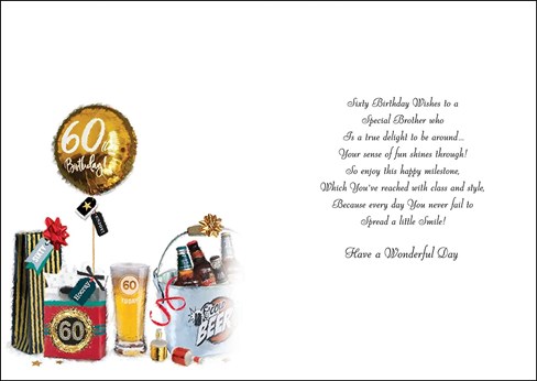 Jonny Javelin Brother 60th Birthday Card Ice Bucket Balloons Silver Foil 9x6.25 Jonny Javelin Brother 60th Birthday Card Ice Bucket Balloons Silver Foil 9x6.25