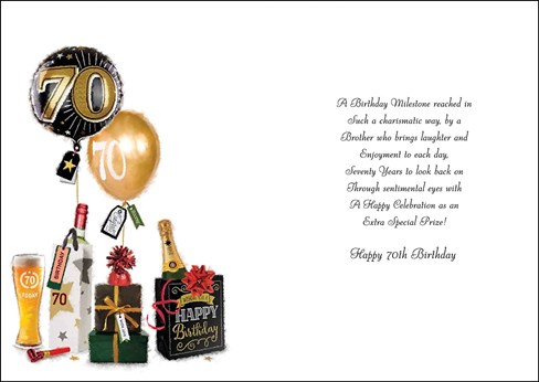 Jonny Javelin Brother 70th Birthday Card Beer Wine Balloons Silver Foil 9x6.25 Jonny Javelin Brother 70th Birthday Card Beer Wine Balloons Silver Foil 9x6.25
