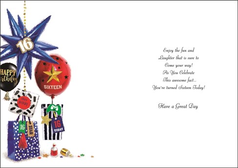 Jonny Javelin Nephew 16th Birthday Card - Balloons Presents Silver Foil 9x6.25" Jonny Javelin Nephew 16th Birthday Card - Balloons Presents Silver Foil 9x6.25"