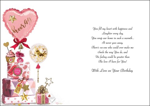 Jonny Javelin Wife Birthday Card Pink Heart Balloon Presents Glitter Foil 9x6.25 Jonny Javelin Wife Birthday Card Pink Heart Balloon Presents Glitter Foil 9x6.25