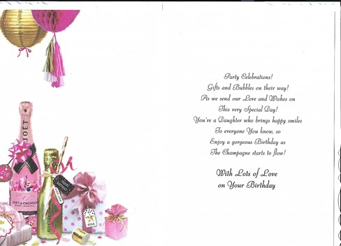 Jonny Javelin Daughter Birthday Card - Pink Gold Champagne Glitter Foil 9x6.25 Jonny Javelin Daughter Birthday Card - Pink Gold Champagne Glitter Foil 9x6.25