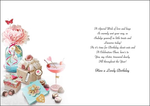 Jonny Javelin Sister Birthday Card - Pink Flower Blue Vase Cocktail 9x6.25" Jonny Javelin Sister Birthday Card - Pink Flower Blue Vase Cocktail 9x6.25"