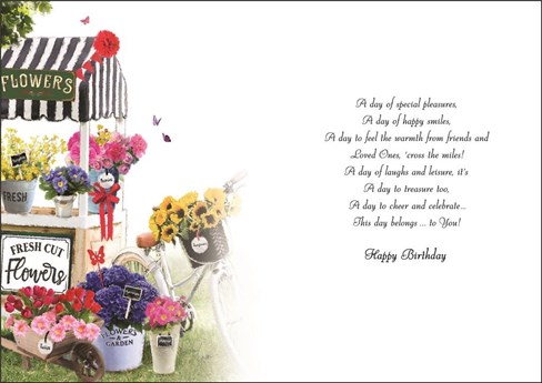 Jonny Javelin Daughter-in-Law Birthday Card - Flower Cart Glitter & Foil 9x6.25" Jonny Javelin Daughter-in-Law Birthday Card - Flower Cart Glitter & Foil 9x6.25"