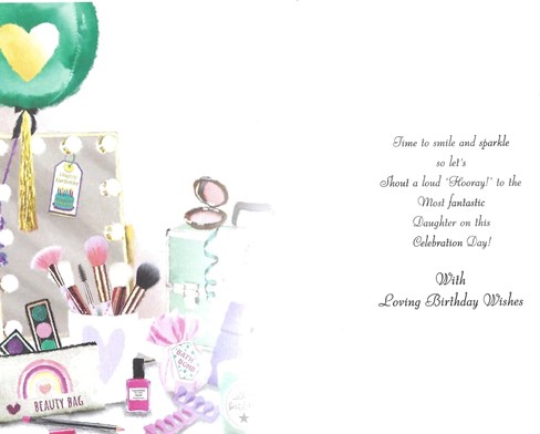 Jonny Javelin Daughter Birthday Card - Make Up & Mirror with Glitter Foil 9x6.25 Jonny Javelin Daughter Birthday Card - Make Up & Mirror with Glitter Foil 9x6.25
