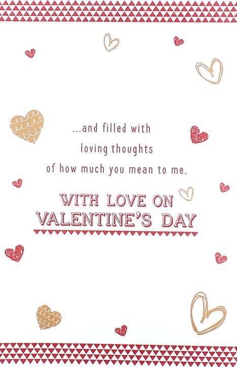 Girlfriend Valentine's Day Card - Gold Text, Love Hearts & Red Triangles 9" x 6" Girlfriend Valentine's Day Card - Gold Text, Love Hearts & Red Triangles 9" x 6"