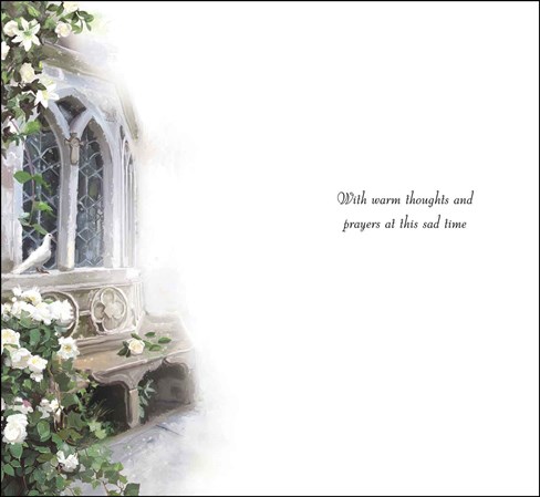 Jonny Javelin In Deepest Sympathy Card - Flowers & Dove at Church Window 9.25x5" Jonny Javelin In Deepest Sympathy Card - Flowers & Dove at Church Window 9.25x5"