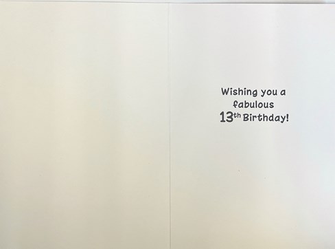 Teenager 13th Birthday Card - Multicoloured Writing Numbers and Foil 7.5x5.25" Teenager 13th Birthday Card - Multicoloured Writing Numbers and Foil 7.5x5.25"