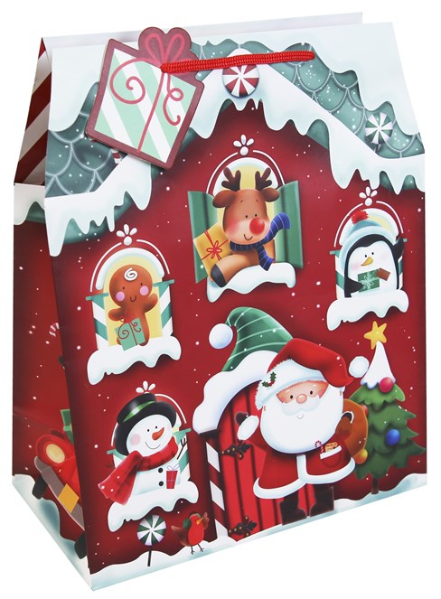 Set of 6 Large Christmas Gift Bags Handle & Tag - Mixed Cute Traditional Designs Set of 6 Large Christmas Gift Bags Handle & Tag - Mixed Cute Traditional Designs