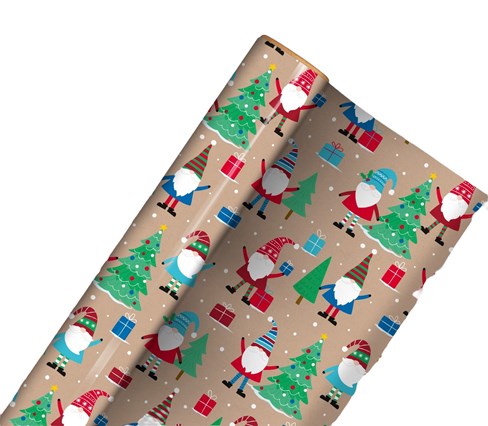 8m (2x4m) Modern Christmas Gift Wrapping Paper Roll - Bearded Gnome Gonk Trees 8m (2x4m) Modern Christmas Gift Wrapping Paper Roll - Bearded Gnome Gonk Trees