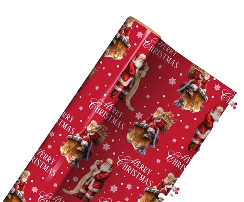 8m (2x4m) Traditional Christmas Gift Wrap Paper Roll- Red Santa Father Christmas 8m (2x4m) Traditional Christmas Gift Wrap Paper Roll- Red Santa Father Christmas