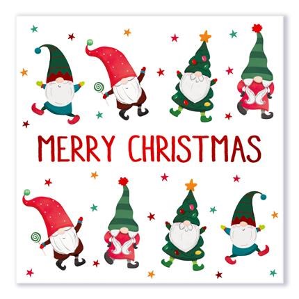 Pack of 12 Square Christmas Cards - Bearded Gnome Nordic Gonks & Foil Pack of 12 Square Christmas Cards - Bearded Gnome Nordic Gonks & Foil
