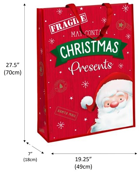 Set of 2 Jumbo Woven Christmas Bags Santa Sacks Bag for Life 28x19" Cute Santa Set of 2 Jumbo Woven Christmas Bags Santa Sacks Bag for Life 28x19" Cute Santa