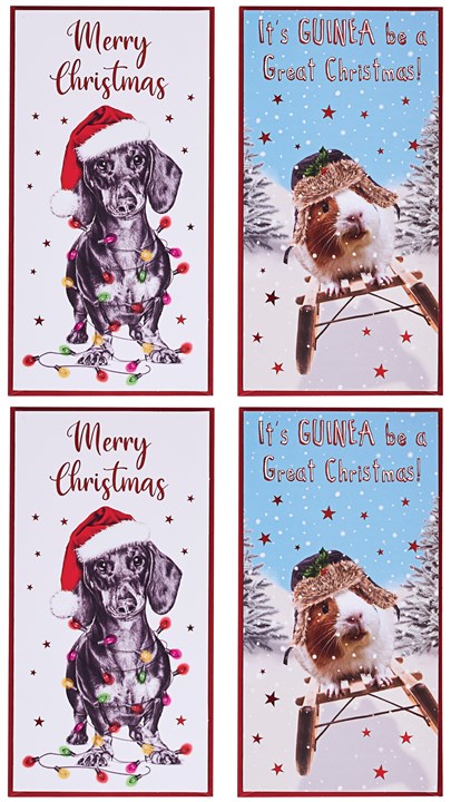 Pack of 4 Christmas Money Wallet Gift Cards & Envelopes - Dog Guinea Pig & Foil Pack of 4 Christmas Money Wallet Gift Cards & Envelopes - Dog Guinea Pig & Foil