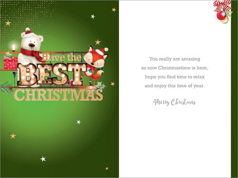 Husband Christmas Card - Polar Bear and Fox with Gold Foil 9" x 6" Husband Christmas Card - Polar Bear and Fox with Gold Foil 9" x 6"