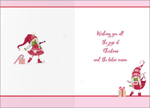 Great Granddaughter Christmas Card - Pink with Nordic Elf and Red Foil 7.25x5.5" Great Granddaughter Christmas Card - Pink with Nordic Elf and Red Foil 7.25x5.5"
