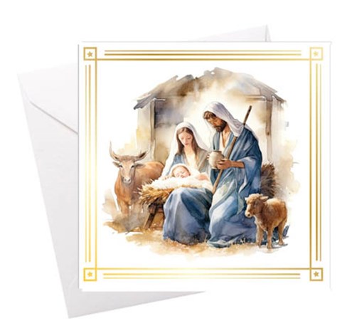 Pack of 12 Religious Square Christmas Cards with Gold Foil - Mary and Joseph Pack of 12 Religious Square Christmas Cards with Gold Foil - Mary and Joseph