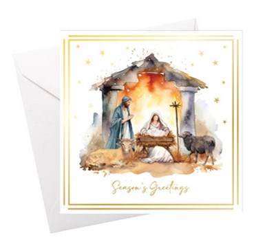 Pack of 12 Religious Square Christmas Cards with Gold Foil - Mary and Joseph Pack of 12 Religious Square Christmas Cards with Gold Foil - Mary and Joseph