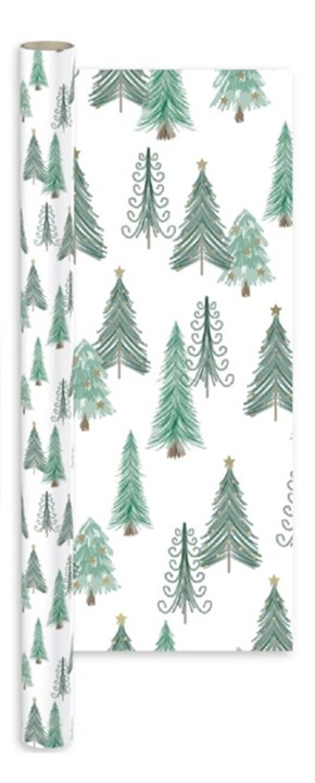 12m (3x4m) Christmas Gift Wrapping Paper - White Green Nordic Trees Houses 12m (3x4m) Christmas Gift Wrapping Paper - White Green Nordic Trees Houses