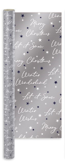 12m (3x4m) Christmas Gift Wrapping Paper - Navy Blue Silver and White 12m (3x4m) Christmas Gift Wrapping Paper - Navy Blue Silver and White