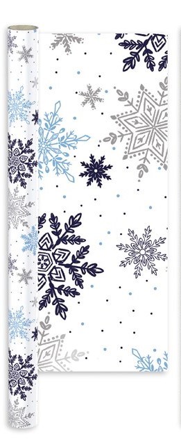 8m (2x4m) Gift Wrapping Paper - White with Navy Blue Silver Snowflakes 8m (2x4m) Gift Wrapping Paper - White with Navy Blue Silver Snowflakes