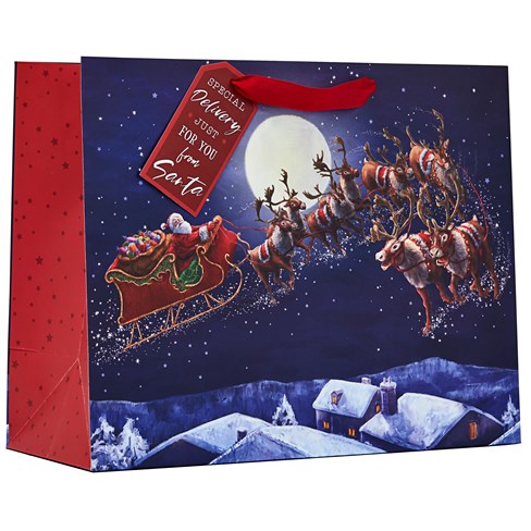 Set of 6 Large Christmas Gift Bags with Ribbon Handle & Tag Mixed Designs 13x10 Set of 6 Large Christmas Gift Bags with Ribbon Handle & Tag Mixed Designs 13x10