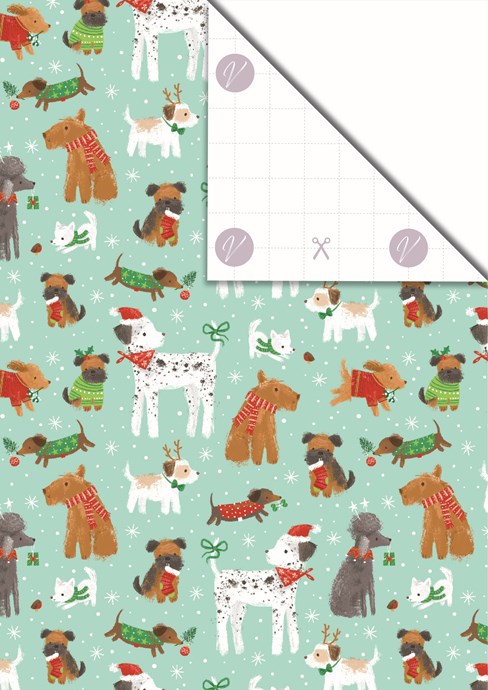 6m Christmas Gift Wrapping Paper 2x3m Roll - Dogs in Jumpers Santa Hats 6m Christmas Gift Wrapping Paper 2x3m Roll - Dogs in Jumpers Santa Hats