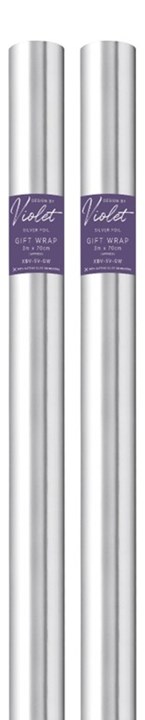6m Foil Effect Gift Wrapping Paper - 2 x 3m Roll's Cutting Guide - Plain Silver 6m Foil Effect Gift Wrapping Paper - 2 x 3m Roll's Cutting Guide - Plain Silver
